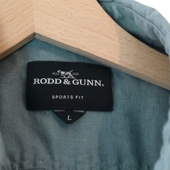 Rodd & Gunn 100% Linen Shirt Men’s L Dusty Blue Short Sleeve Button Front - Picture 7 of 8